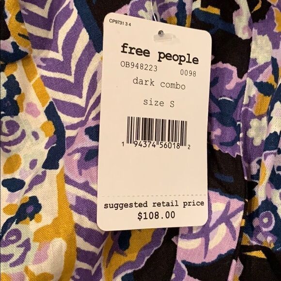 Free People Summer in Tulum Dark Combo Keyhole Tunic Blouse Size S NWT - Picture 4 of 7